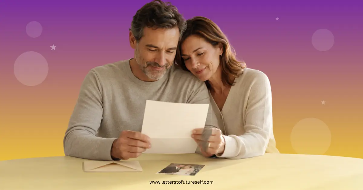 Couple preserving a wedding anniversary letter for the future